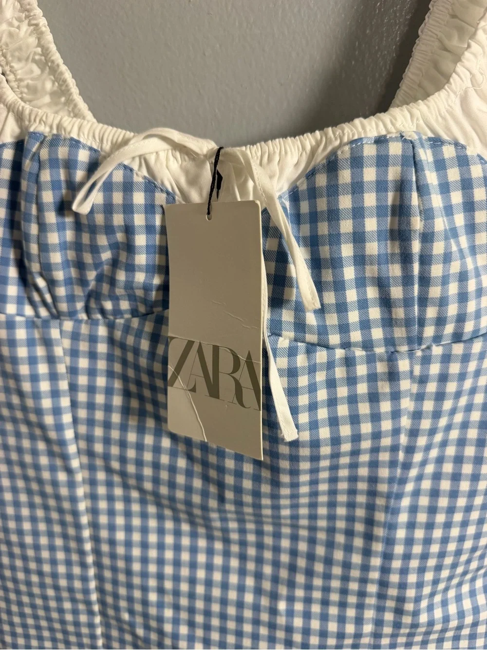 Zara Gingham Chexk Mini Dress Stretch NEW M - Picture 5 of 8